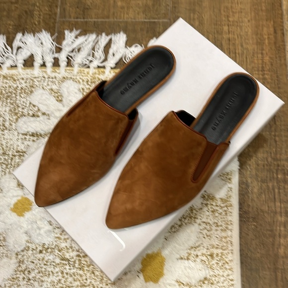 Jenni Kayne NIB never worn size 37. Suede mules in color saddle - Picture 2 of 7